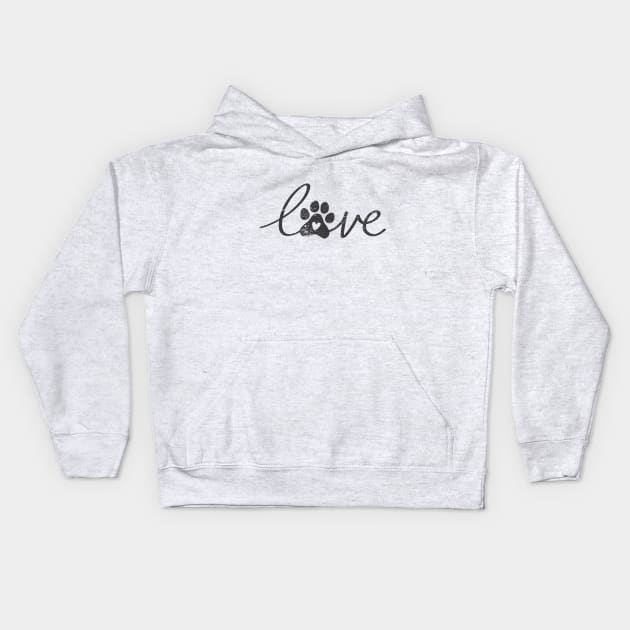 Love Paw Print Distressed © GraphicLoveShop Kids Hoodie by GraphicLoveShop